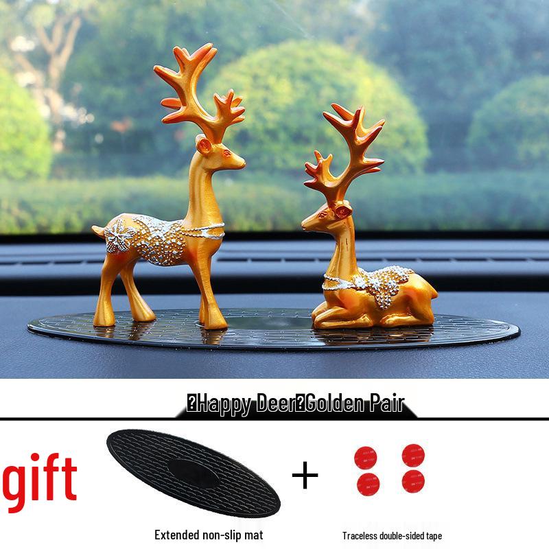 

Safe Trip Dear One: Luxury Deer Car Ornament & Perfume for Men’s Interior Décor Silver Pair + Anti-slip Mat + Double-sided Tape