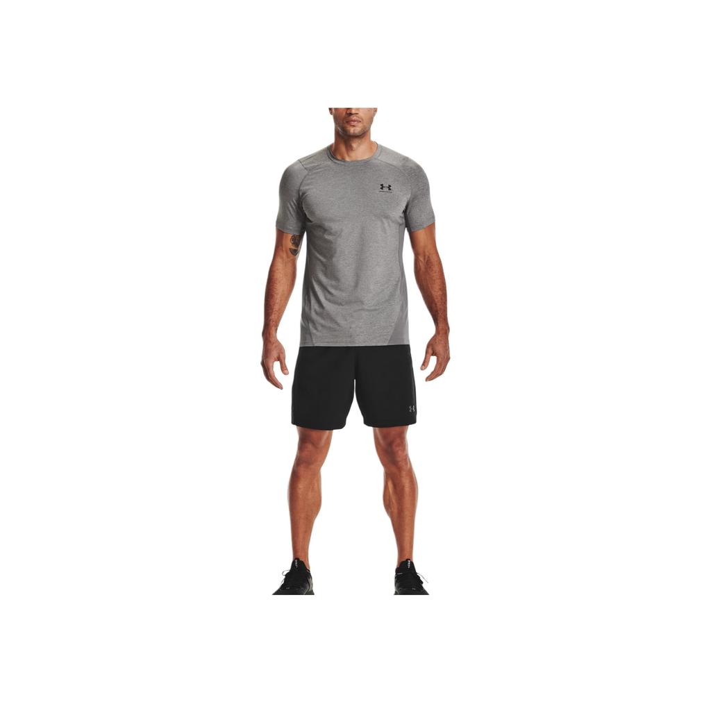 Under Armour Logo Print Solid Short Sleeve T-Shirt Men Tops Gray 1361683-090