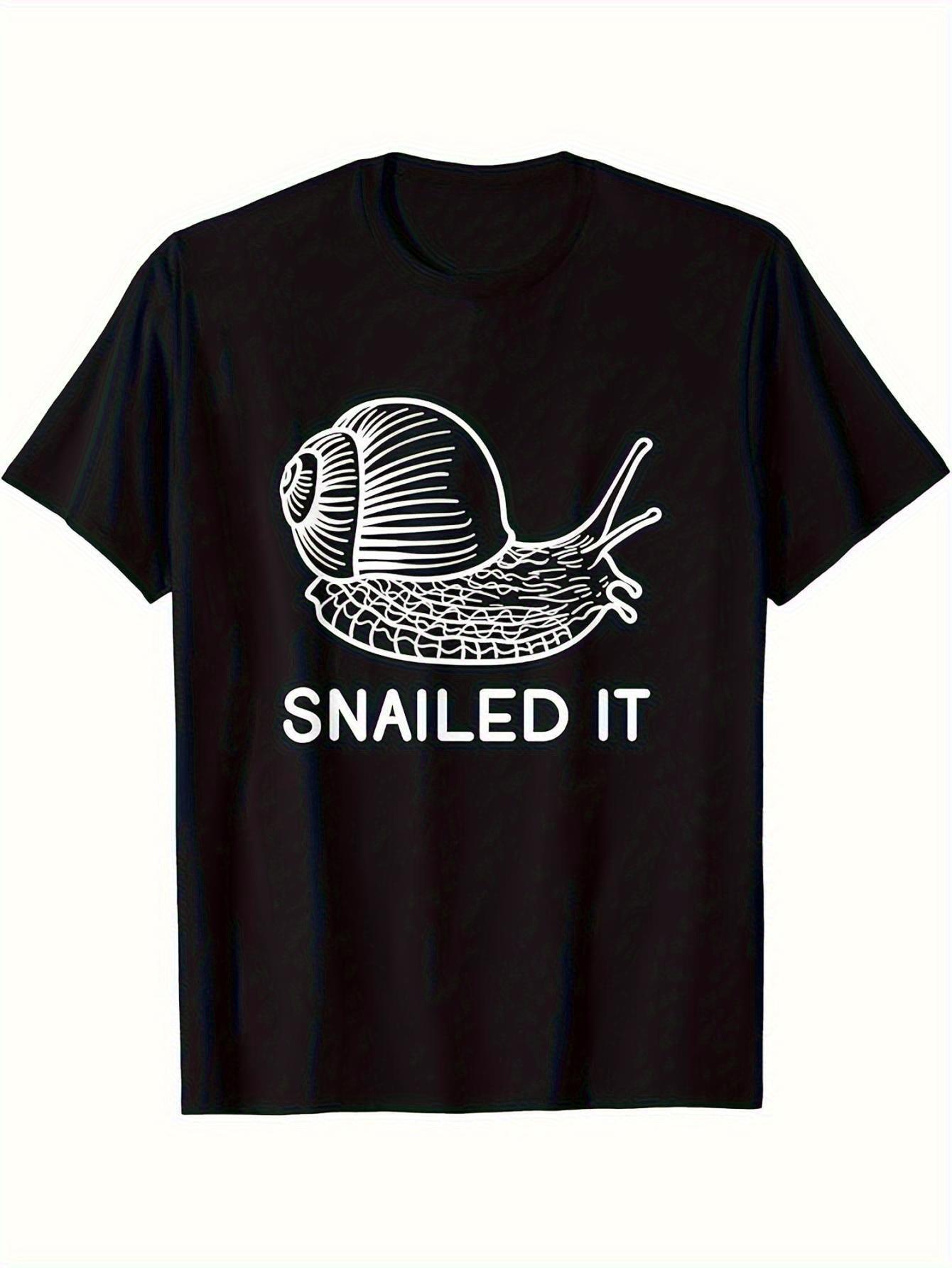 Funny Snailed It Graphic T-shirt for Adults - Minimalist Snail Design S