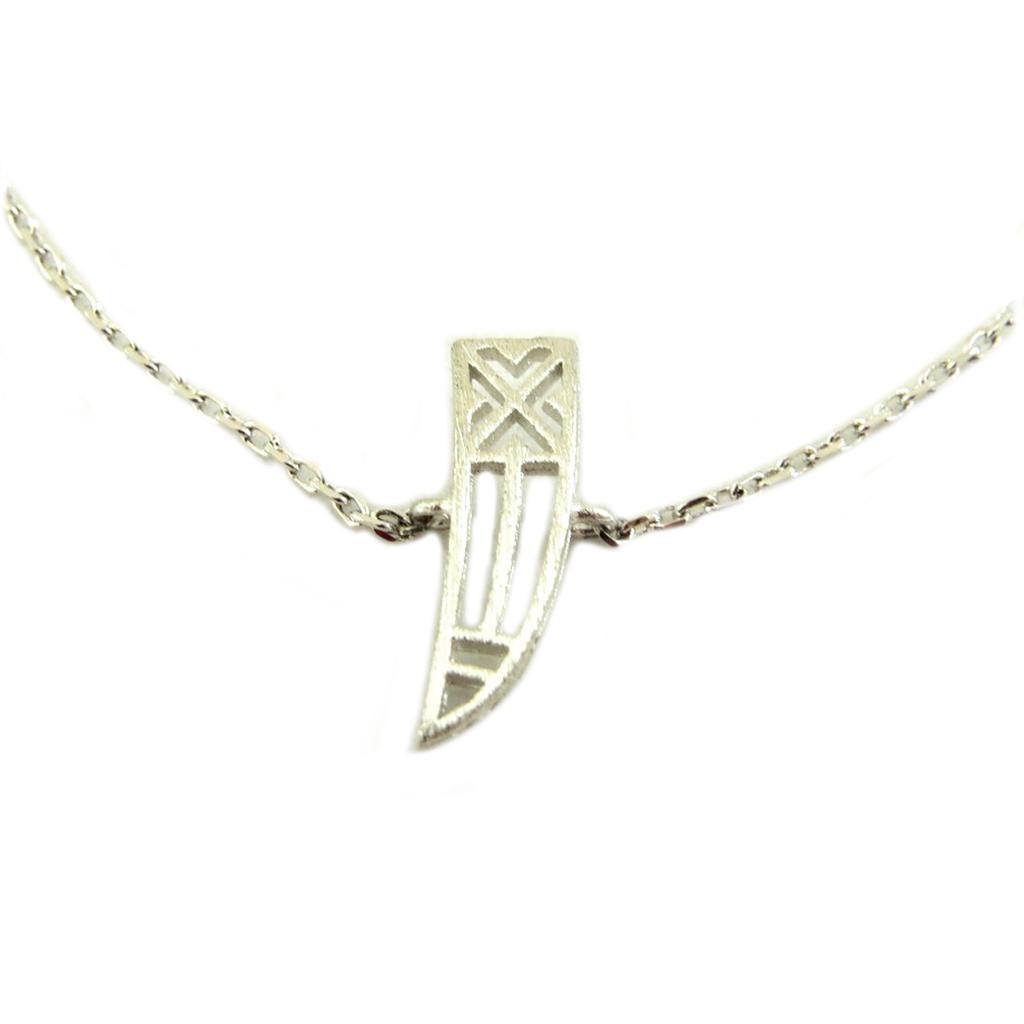 7bis [Q6028] - Handmade Silver 'Boho' Bracelet (tooth) - 15x4 Mm