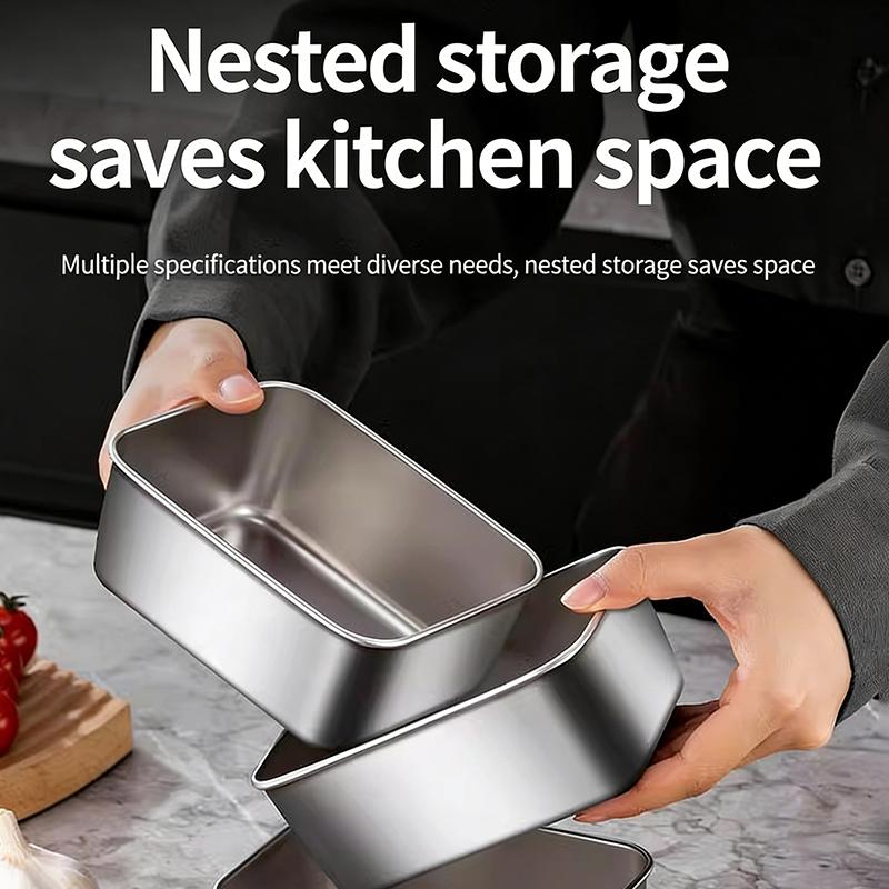 4Pc Stainless Steel Food Storage Containers Set Thickened Leakproof Stackable For Fridge Freezer And Pantry Organization