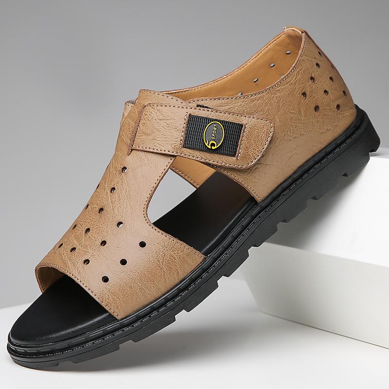 Fashion British Style 2025New Flat Designer Casual Leather Sandals Platform Summer Outdoor Shoes Fashionable Comfy Sports Beach Slippers