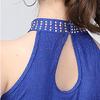 Glittering Latin Dance Dress Asymmetrical Sequins Fringe Performances Costume Breathable Polyester Stage Outfit