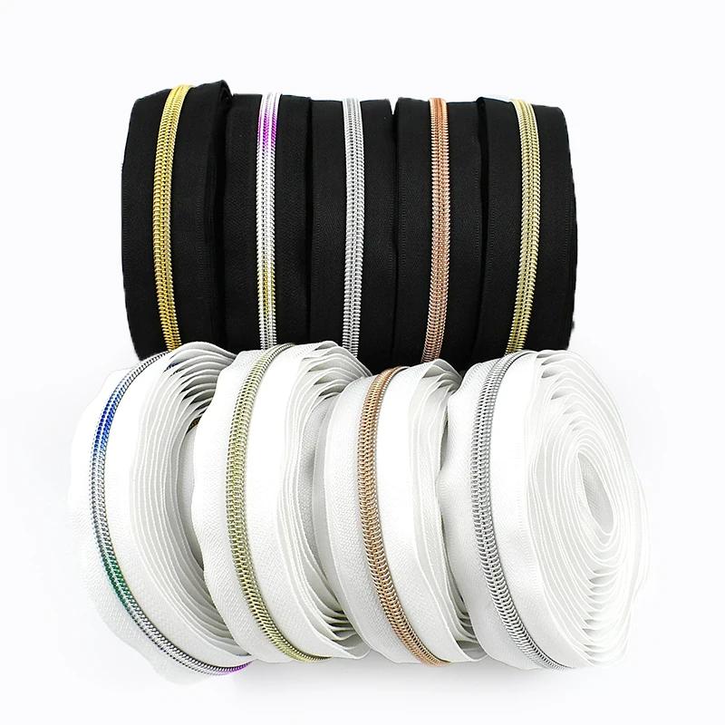 3/5/10/20M 3# 5# Nylon Zipper Tapes Plastic Zip Rolls By The Meter Bag Clothes Sewing Zippers Decorative Zips Repair Accessories