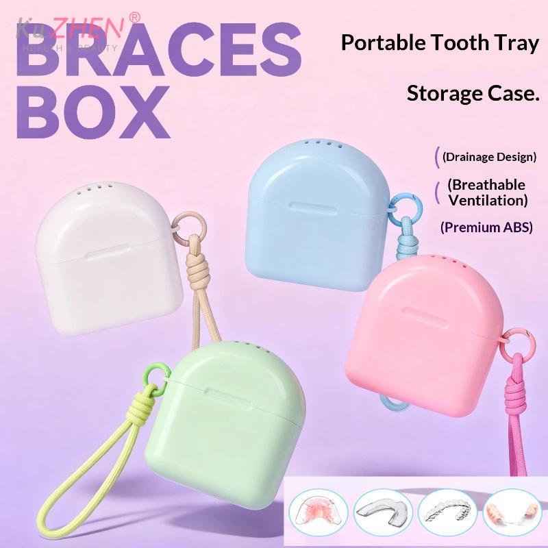 Denture Box Tray Case Drainage Design Dental Retainer Color Tray Storage Box Plastic Teeth Container False Teeth Protective