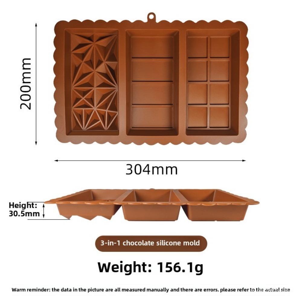 3-in-1 Silicone Chocolate Bar Mold Dubai Luxury Candy Bar Break Apart Molds for Baking DIY Gifts Professional Dessert Making