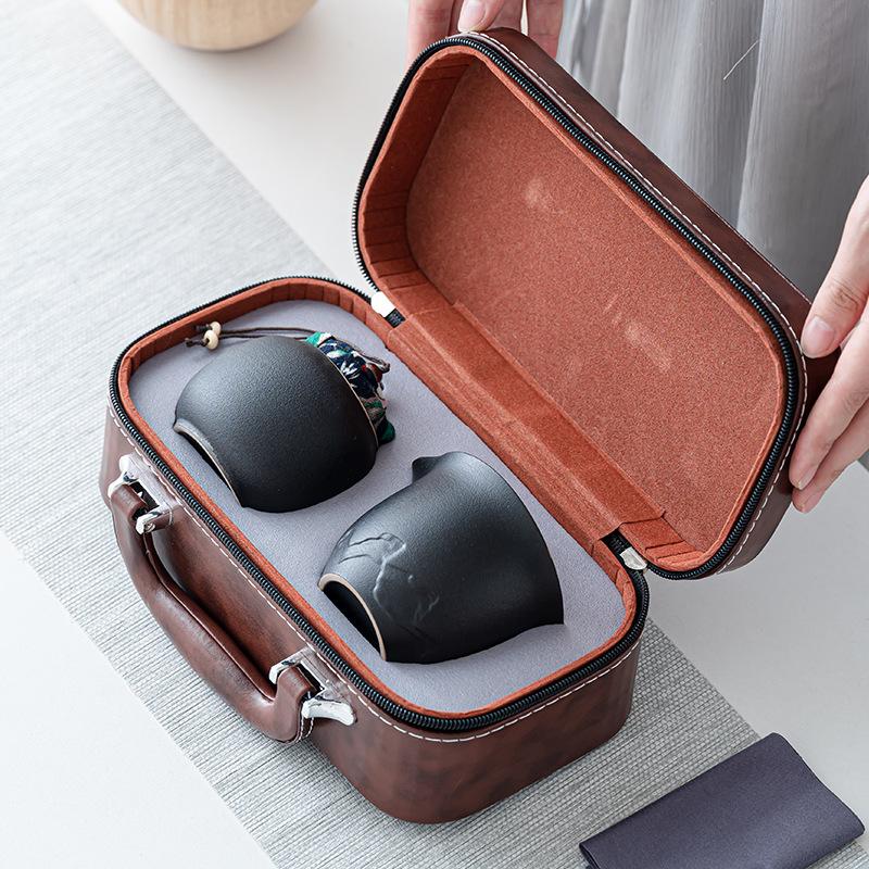 Travel tea set Small set Outdoor Kung Fu tea set Ceramic teapot Portable