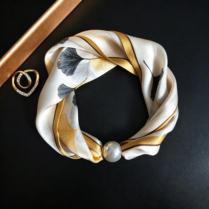 Silk Magnetic Buckle Scarf: Luxurious, Versatile Mulberry Silk for Women's Spring/Summer Neck Protection