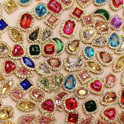 100Pcs Sew On Rhinestone Crystal Faceted Glass Rhinestone Flatback Rhinestone Metal Prong Setting for DIY