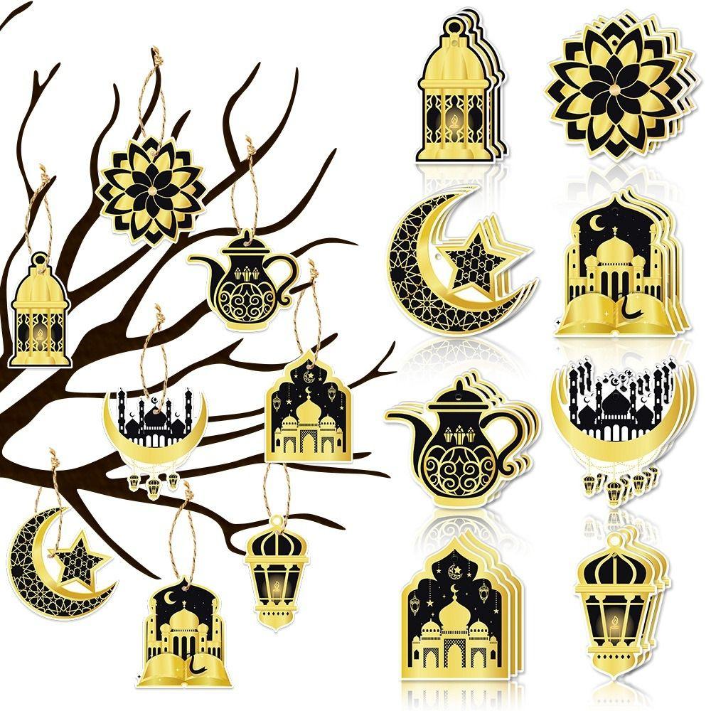 8Pcs/Set Castle Moon Stars Ramadan Ornaments Mubarak Ramadan Kareem Eid Mubarak Hanging Decorations Ramadan Hanging Spirals