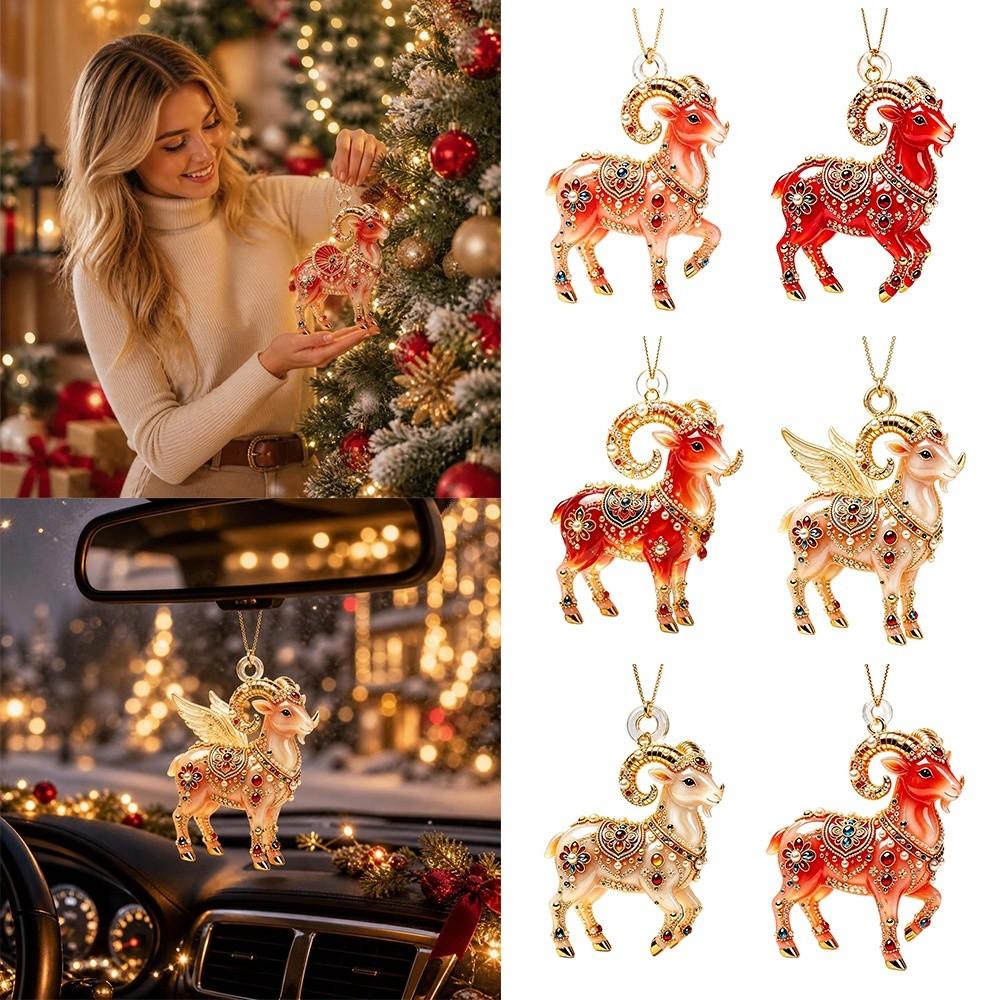 Glänzender Ziegenanhänger Acryl Weihnachtsbaumschmuck Geschenke Ziegen-Hängeornament Taschenanhänger
