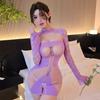 Sex Underwear Purple Underwear Sexy Perspective Dress Hollow Spice Girl Slim Mesh Dress