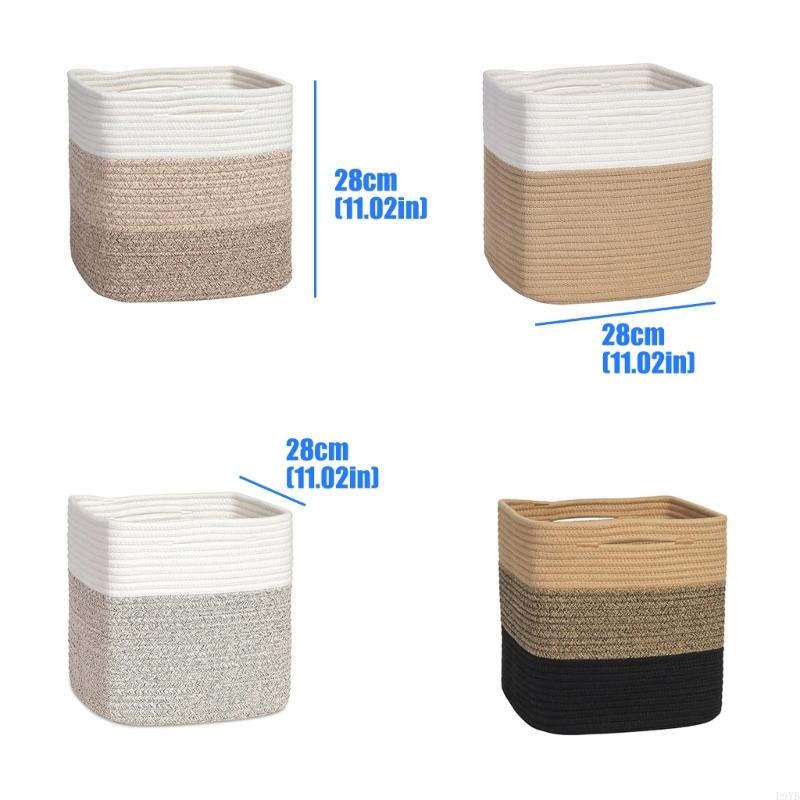 Pack Of 3 Cotton Fabric Baskets For Home Arrangement Great For Laundry Towels And Belongings P9YB