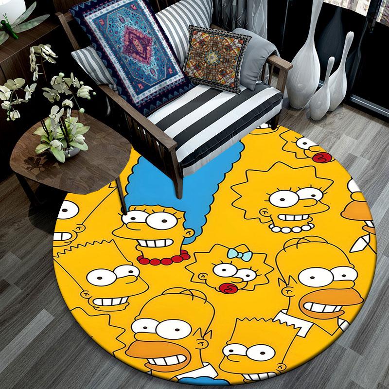 The Simpsons Cartoon Poster Pattern Round rug,Carpet Rug for Living Room Bedroom Playroom ,Non-slip Floor Mat,Holiday Gifts and Birthday Gifts.