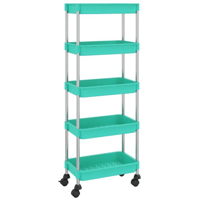 VidaXL Kitchen Trolley 5 Levels Turquoise 42x29x128 Cm Iron and ABS 336334