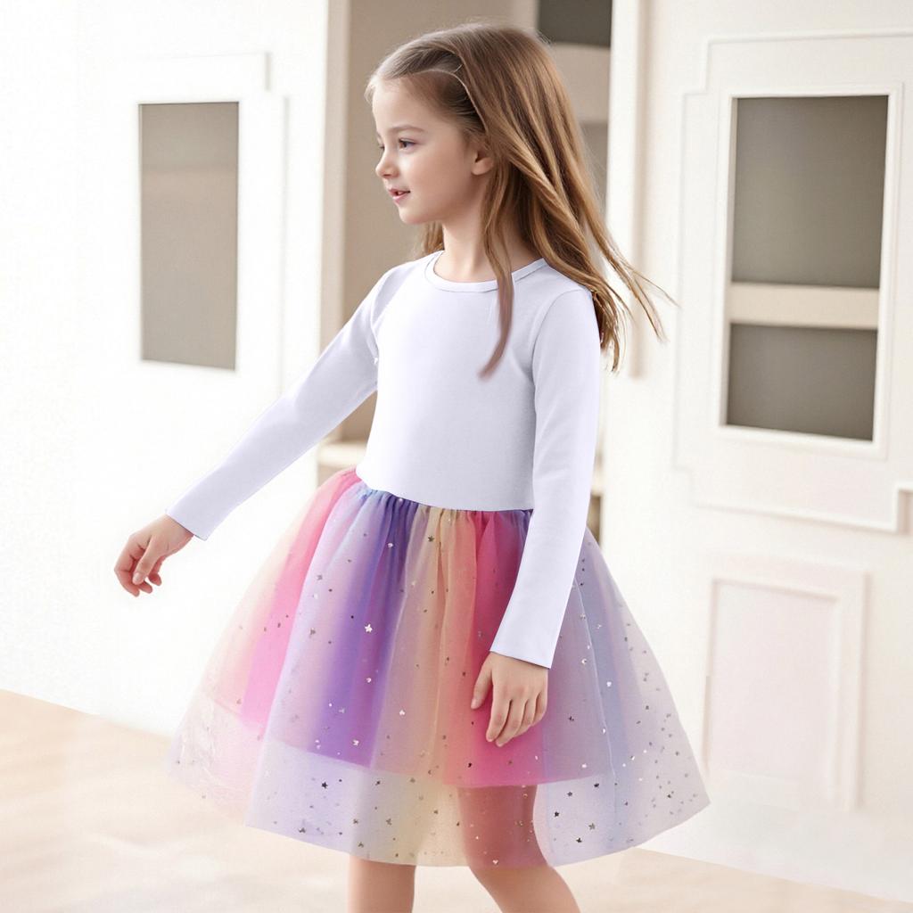 Mädchenkleid aus Leinwandbindung - Langärmeliges Kleid