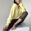 Women's Temperament Solid Knit Sweater V-neck Long Sleeve Faux Mink Hair Soft Loose Knit Top Fashion Lazy Style Simple Casual Sweater