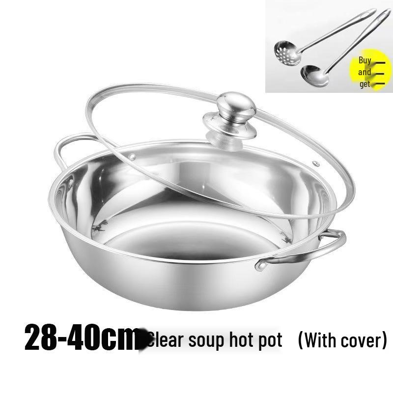 Stainless Steel Yin Yang Hot Pot Basin with Lid for Induction Cookers