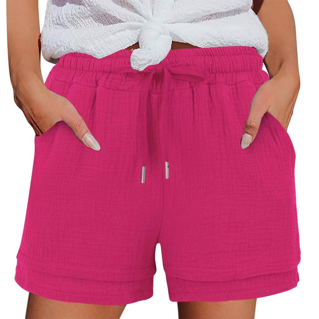 Women's Casual  Summer Elastic Beach Shorts  Solid Casual Shorts