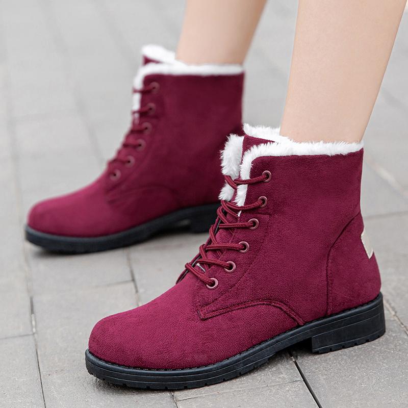 Snow Women Boots Flat Boots for Women Platform Ladies Shoes Plush Keep Warm Boots Ladies Fur  Winter Shoes Women Botas Mujer