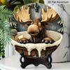 2D Flat, 1pc Round "Charming Moose Bathroom Theme" Aluminum Wall Sign, Funny Moose Bath Time Vintage Lodge Design, Durable Weatherproof Decor