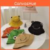 Stylish Version Green Frog Embroidery Fisherman's Hat Breathable Warm Sun Protection Couples Travel Cap