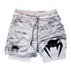 Snake Print 2 In 1 Workout Running Shorts for Men Gym Performance Shorts with Phone Pocket Towel Loop Sport Athletic Activewear