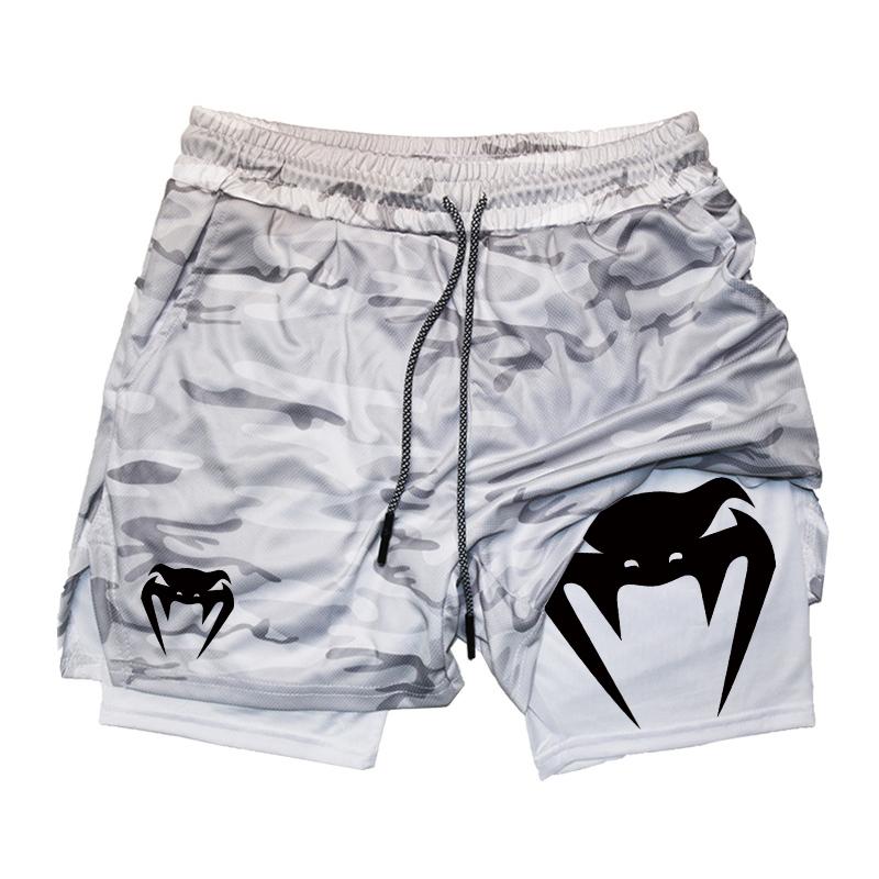 MDHAO xin nan zhuang  3D txu Slangenprint 2-in-1 Trainings- en Hardloopshorts voor Mannen Sportschool Prestatieshorts met Telefoonvakje Handdoeklus Sport Atletische Sportkleding L