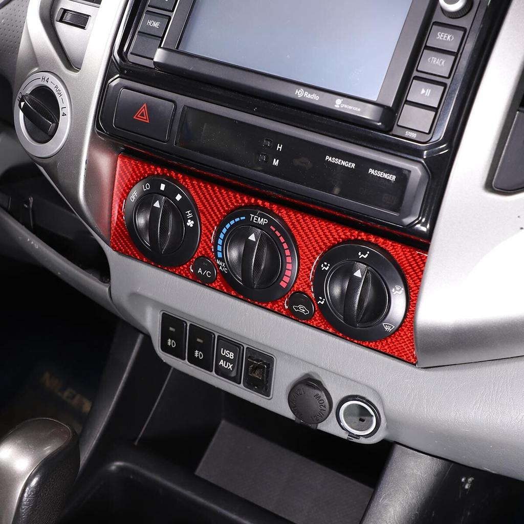 Red Carbon Air Conditioner Switch Panel Trim Cover For Toyota Tacoma 2006-2015
