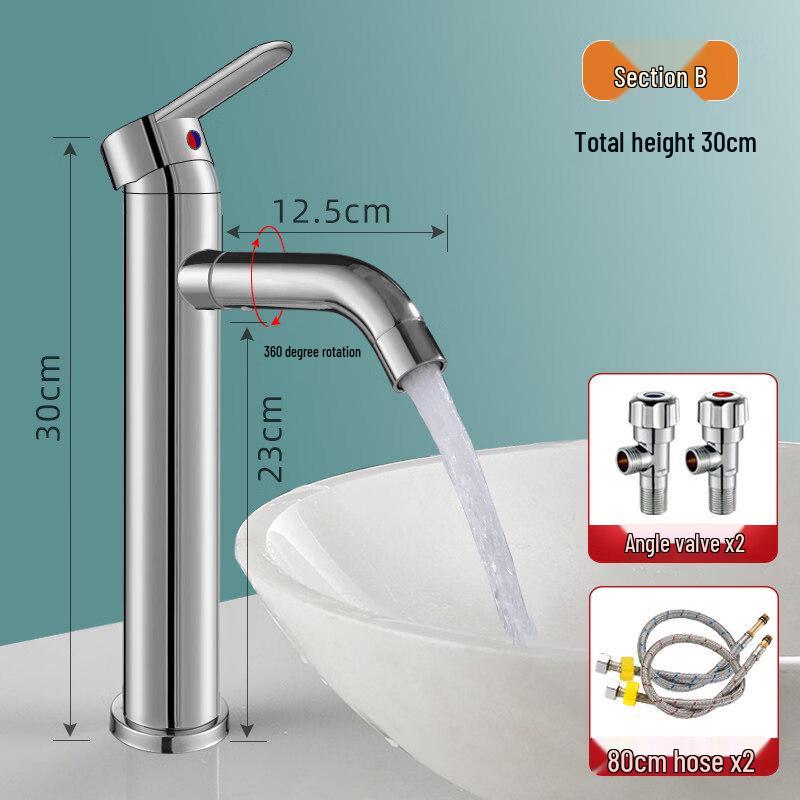 TLXT Tall Countertop Basin Hot & Cold Water Faucet Set