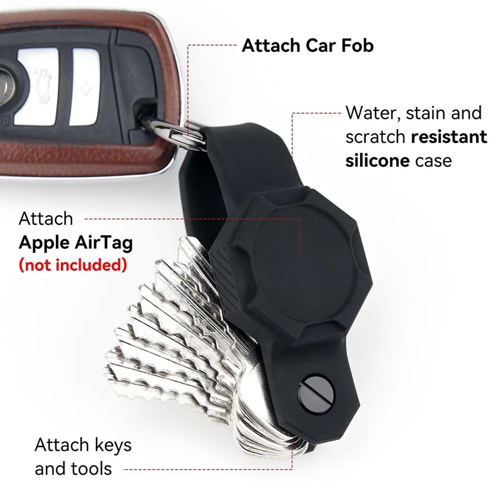 For Apple Airtags Keychain Silicone Case Waterproof Key Chain Ring Holder Case Man Accessories Key Organizer Anti-lost Ring Case