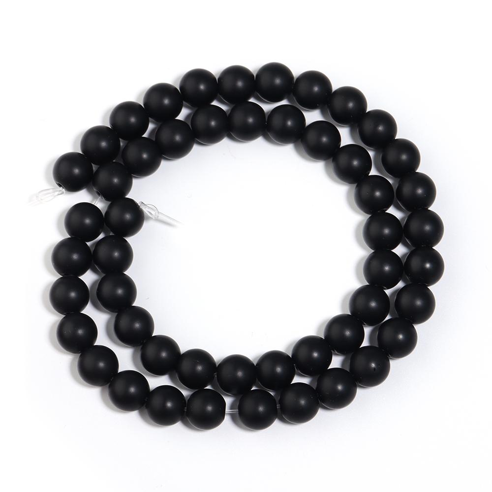 1 Strand 4/6/8/10/12mm Black Frosted Glass Stone Beads Round Loose Spaced Bead For DIY Handmade Bracelet Necklace Jewelry Making