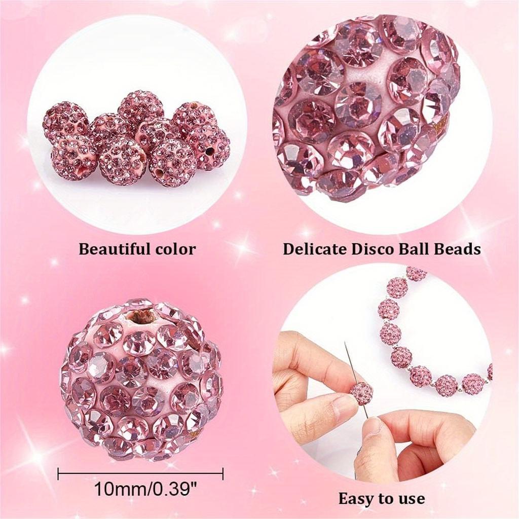 10mm 10pcs Rhinestone Beads Round Beads Bulk Sparkle Crystal Bead for Necklace Bracelet Earring Jewelry Making DIY Decoration