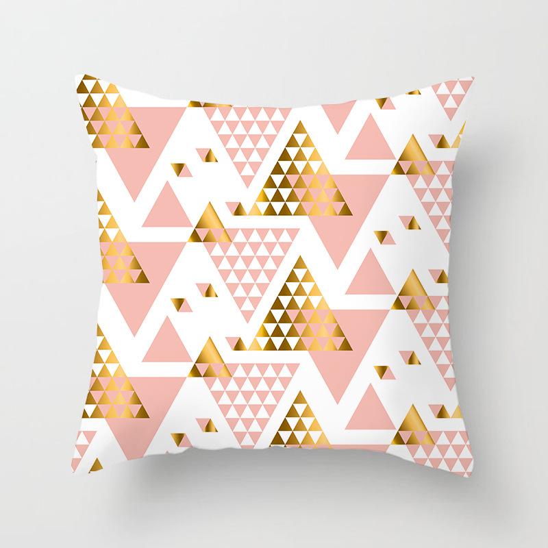 New Pink Geometric Ultra-short Velvet Pillow Case Home Sofa Cushion Pillow