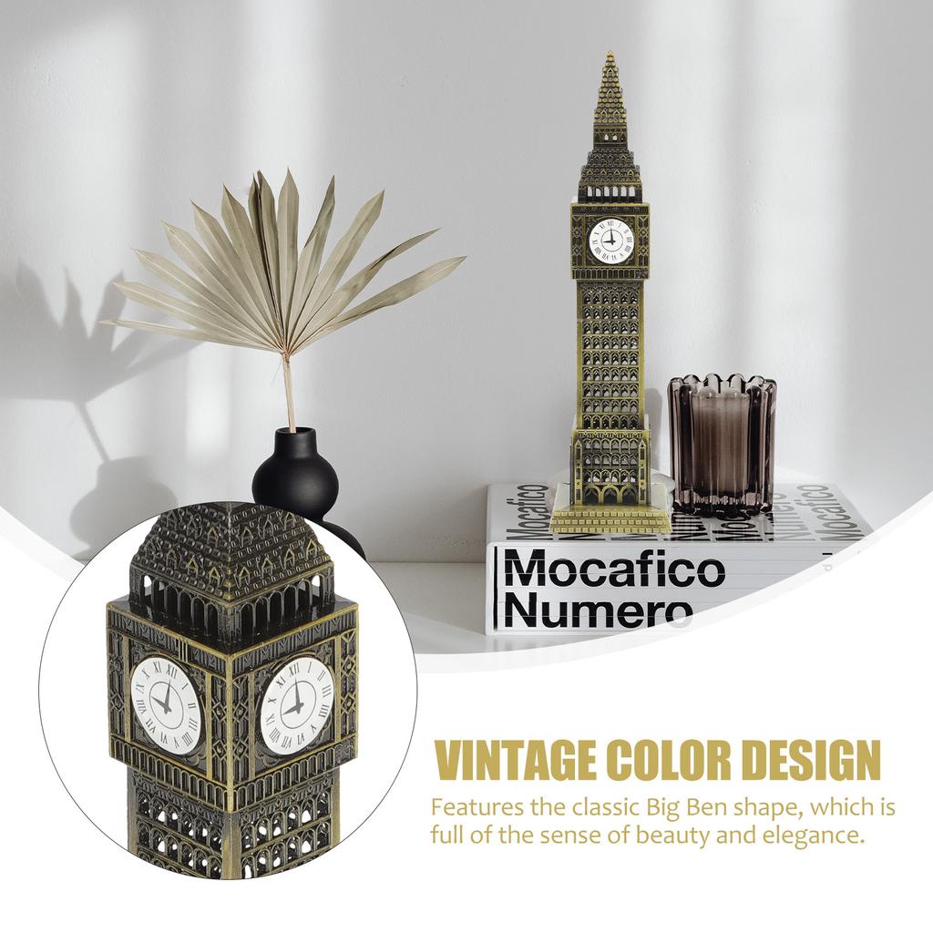 England Architecture Metal Sculpture Classic Stylized Ornament Home Decoration Desktop Decor Alloy Building Sculpture Vintage