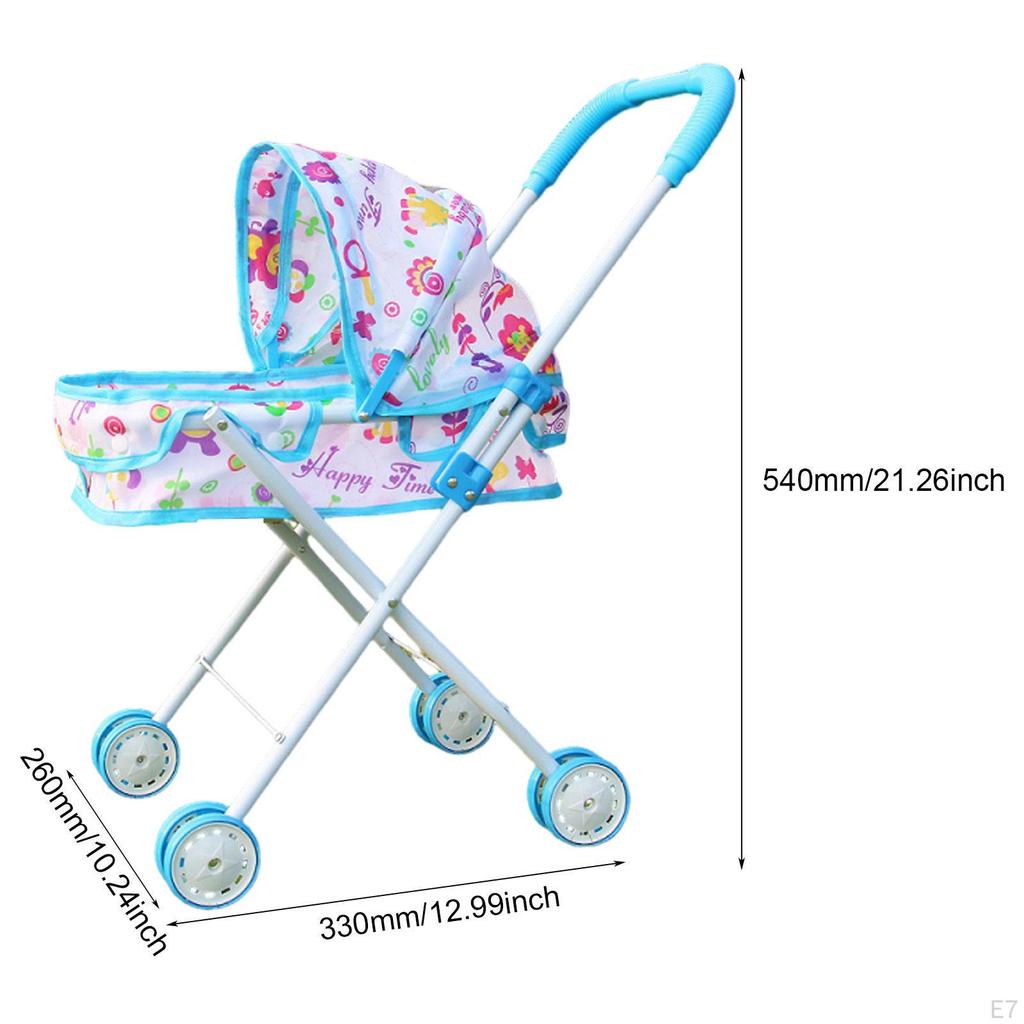 Doll Stroller with Canopy Trolley Push Cart Toy for Children Kids Girls Boys