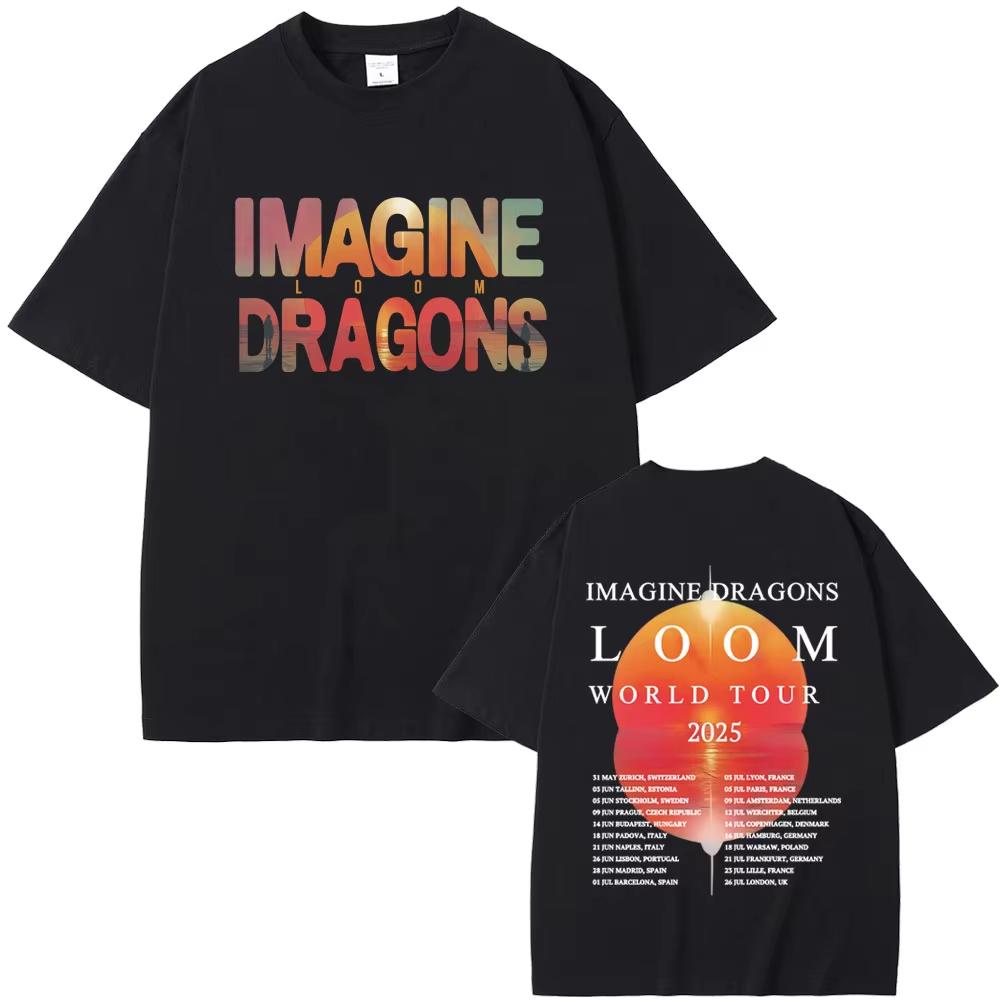 XIXI Fashion Rockband Imagine Dragons Loom World Tour 2025 T-shirts Heren Dames Gothic Vintage Oversized T-shirts Unisex Casual Katoenen T-shirts 4XL