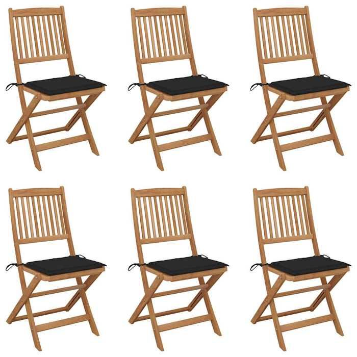 Maison Exclusive - Chaises pliables de jardin lot de 6 avec coussins Bois d'acacia