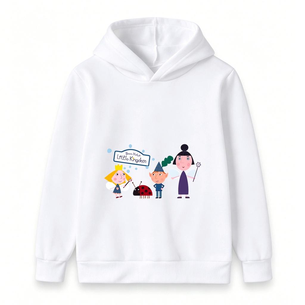 Kids Boys Girls Cartoon Fairy Dwarfs Print Hooded Sweatshirt Casual Pullover Hoodie for Children Daily Wear