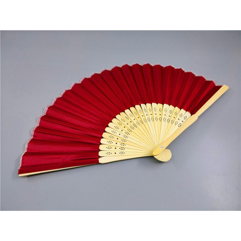 Beige Bamboo and Silk Multi-Color Cloth Fan for Weddings and Gifts