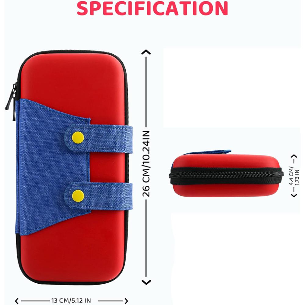 EVA-Aufbewahrungshülle für Switch, kompatibel mit Nintendo Switch/OLED, süße, tragbare Tragetasche für Switch mit 10 Spielhaltern für Mario