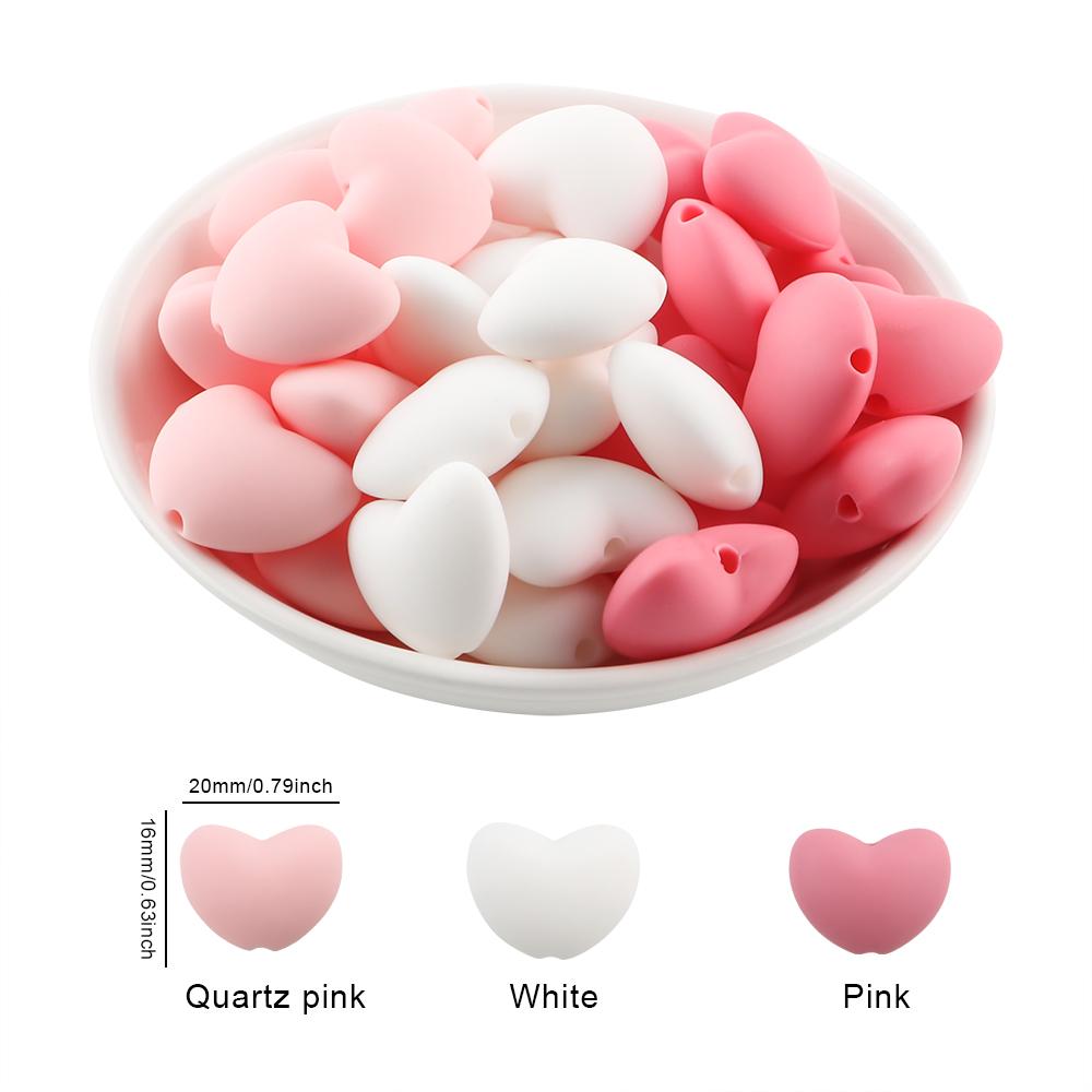 Kovict 21pcs Silicone Beads Heart Shape Charm For Jewelry Making Necklace Bracelets Accessories
