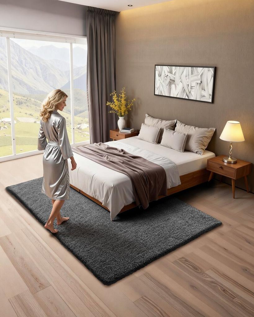 Indoor Plush Area Rugs, 1.52 X 2.44 M Soft Plush Carpet, Furry Shag Area Rugs for Living Room, Bedroom, Sunroom, Modern Home Decor Aesthetic,