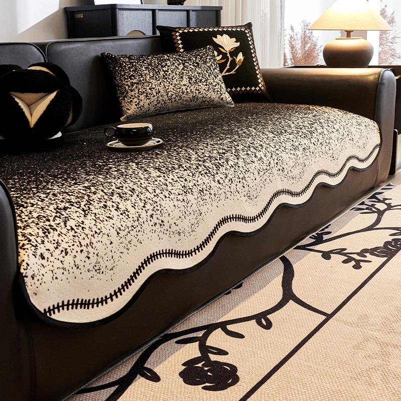 

Light Luxury High-End Special-Shaped Irregular Leather Sofa Cushion New Four-Season Universal Straight-Row Sofa Seat Cushion Cover 90*70cm