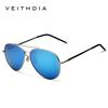 Óculos de sol VEITHDIA de alumínio e magnésio polarizados com lente azul girando 180 graus para pernas masculino/feminino