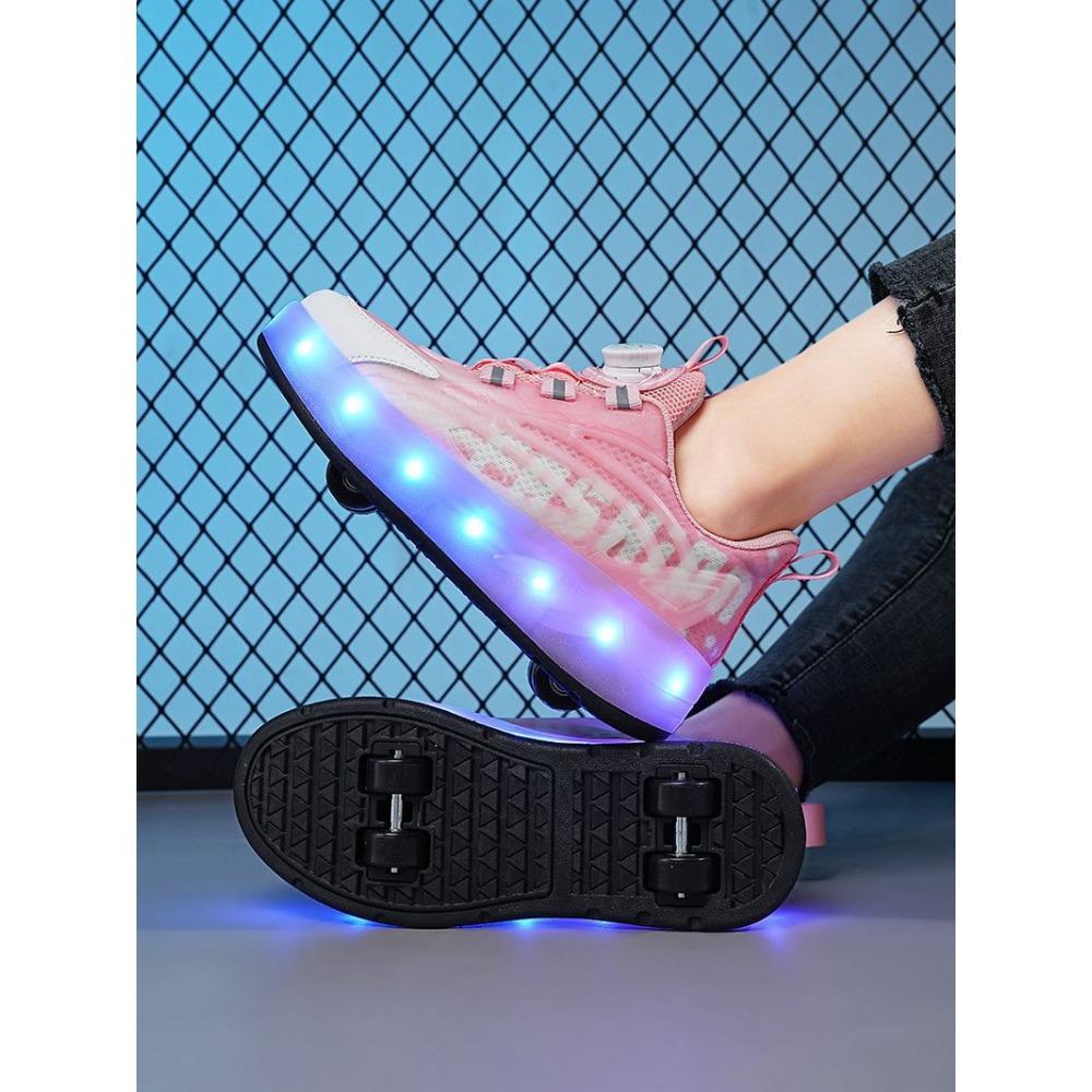 Champion Runaway Shoes Children Adult Rotating Buckle Double Wheel Removable Colorful Light Rechargeable Casual Roller Skates