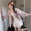 Korean Pink Plaid Shirt for Women, New Spring and Autumn Design, Niche Design Long-sleeve Top, Loose Casual Outerwear Shirt