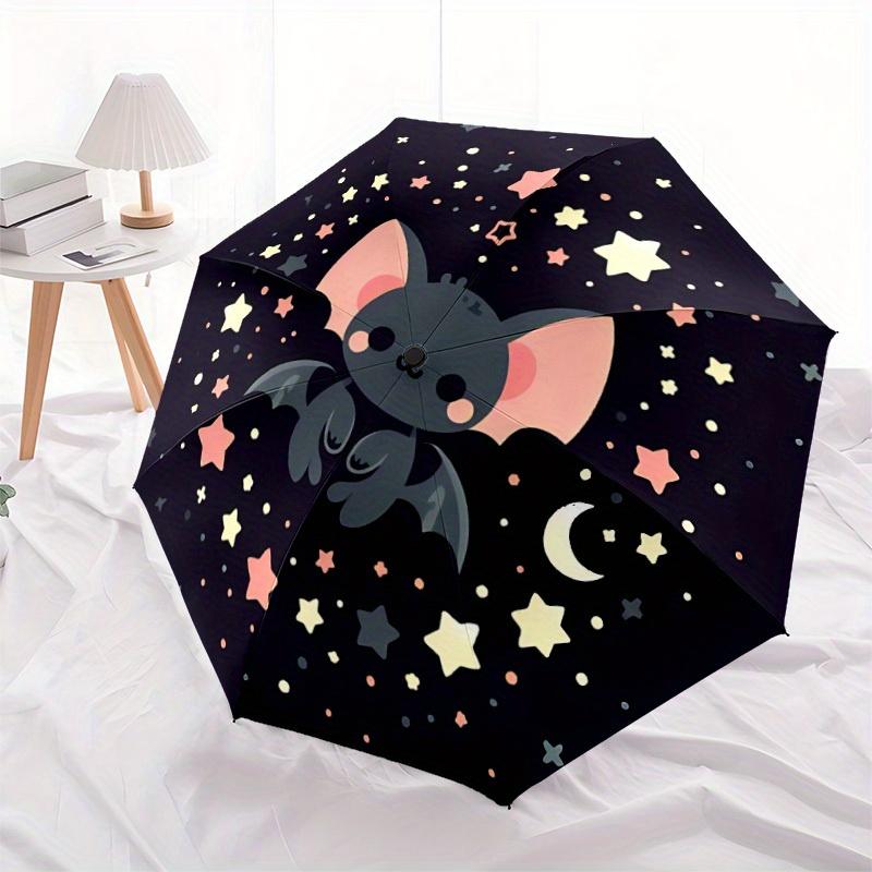 1pc Bat Night Automatic Open/Close Umbrella with Windproof, Functional Design, 8-Rib Sturdy Canopy, Durable Ribs,058