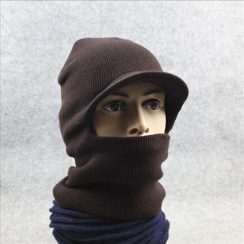 Middle-aged and elderly people leak their eyes in winter, thread caps, face masks, warm thread caps, cycling cold knitted hats