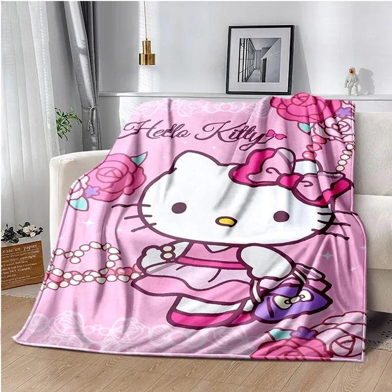 HelloKitty Cartoon Anime Kawaii Blanket for Kids Super Soft Cute Blanket for Travel Bedding Couch Sofa Bed Blanket Birthday Gift